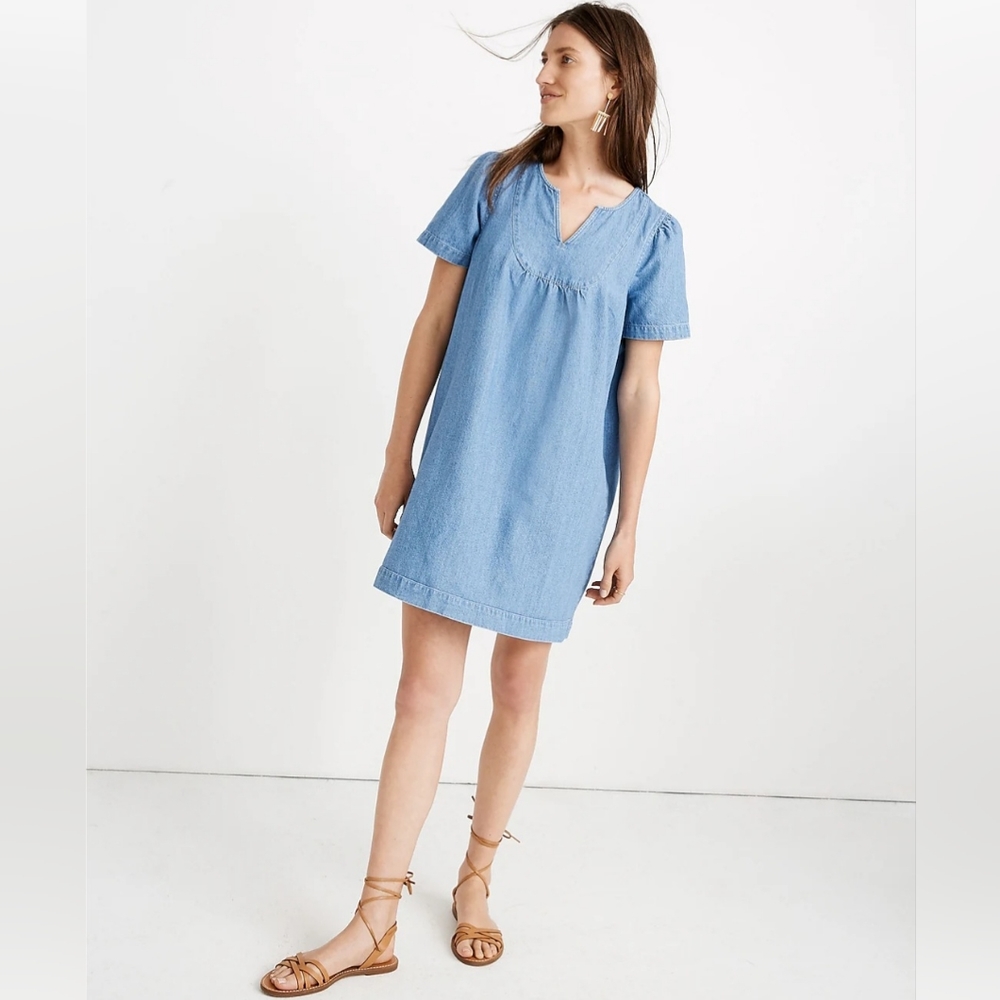 NWOT- Madewell Denim Popover Swing Dress In Newsom Wash Size:XS
